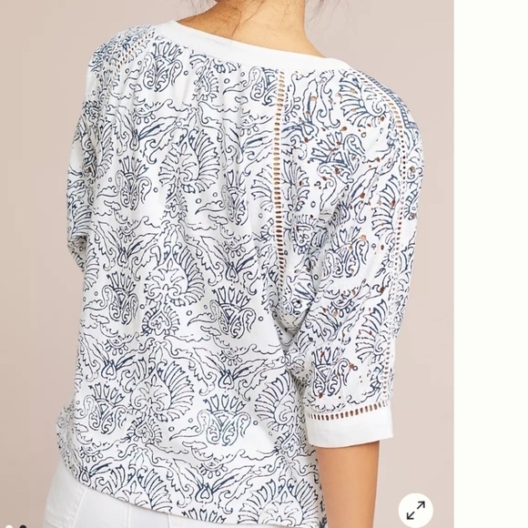 NWOT Anthropologie Maeve Ester Eyelet Top Scalloped Hem Embroidered Size Small - Picture 5 of 17